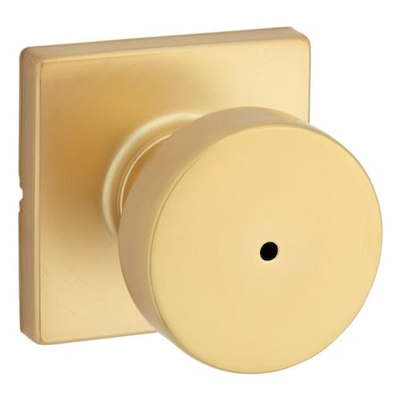 Kwikset Pismo Knob with Square Rose Privacy Lock with 6AL Latch and RCS Strike Satin Brass Finish 730PSKSQT-4