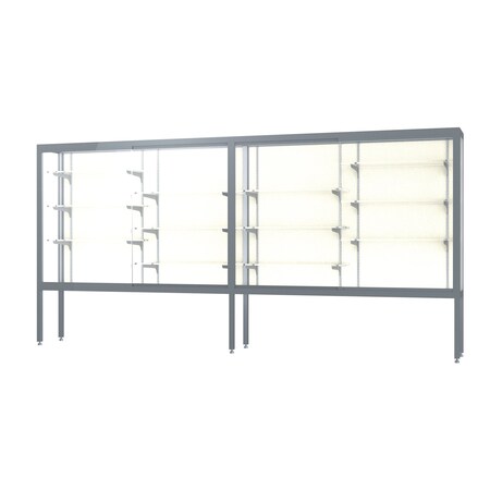 Ghent Display Case Plaque 144x66x16, Satin, Aluminum Legs 11412-PB-SN