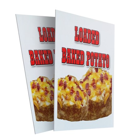 Signmission Loaded Baked Potato, 24 inch x 36 Inch Plastic Signs, Corrugated Plastic, 2PK CSB-2436-2PACK-Loaded Baked Potato