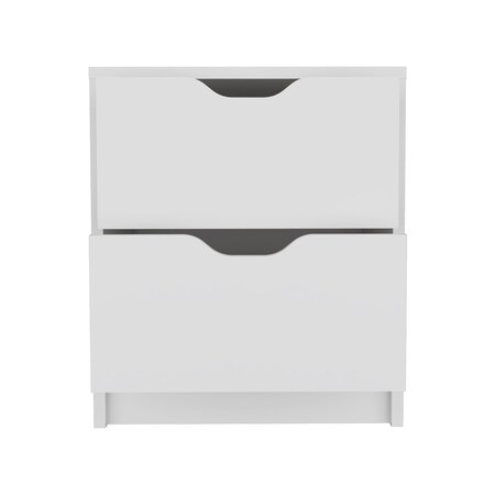 Homeroots 19" White Wood Two Drawer Nightstand 543690