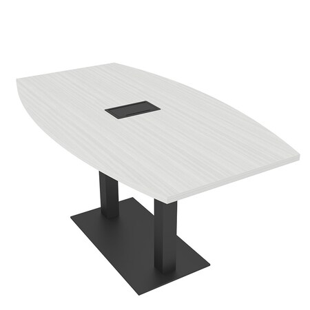Skutchi Designs Boat Conference Table With Power Unit, 36 in W, 60 in L, White HAR-BOT-36x60-DOU.BK-WA7976-EBLK