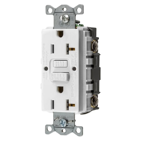 Hubbell Wiring Hubbell 20A GFCI Receptacle, Self-Test, 125V 2P3W - White GFRST20W