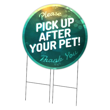 Signmission Corrugated Plastic Sign With Stakes 36in Circular-Pick Up After Your Pet C-36-CIR-WS-Pick up after your pet