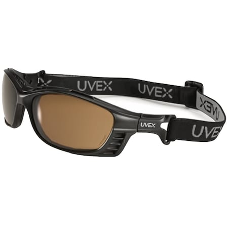 Uvex Full Frame Safety Glasses w/Black Frame, Foam Padding and Espresso Lens w/Anti-Fog Coating S2601HS