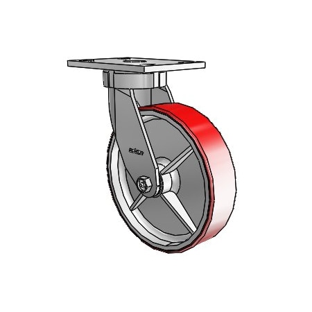 Colson 6 Series Swivel Plate Caster 6.08289.949.7 - Mold-On Polyurethane 8" Dia. 1500 Lb. 6.08289.949.7