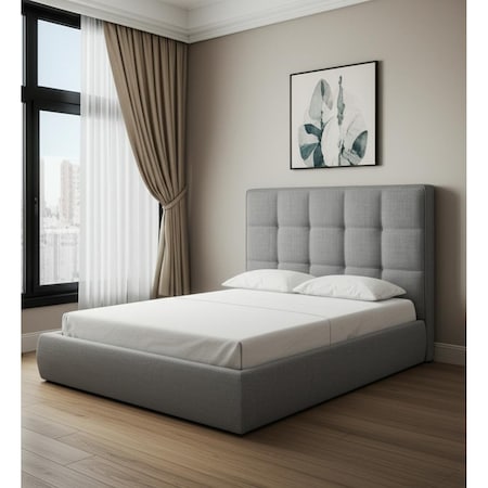 Homeroots Gray Tufted Linen Blend Upholstered Queen Bed Frame 606425
