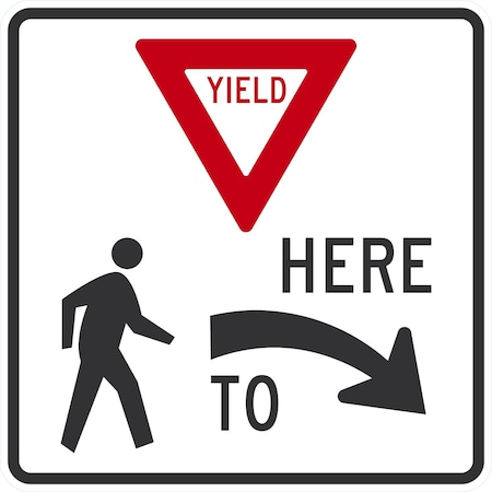 Lyle Yield Here To Pedestrians (Right Arrow) (Ped Symbol), 24x24, Engineer Grade, White G-13622-EG_24x24