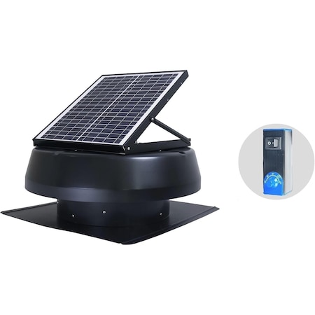 Iliving Smart Solar Attic Round 14 in. Black 1150 CFM, Cools up to 2000 sq. ft. Exhaust Fan ILG8SF301
