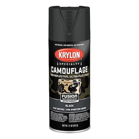 Krylon Spray Paint, Black, Ultra-Flat, Solvent, 11 oz K04290777
