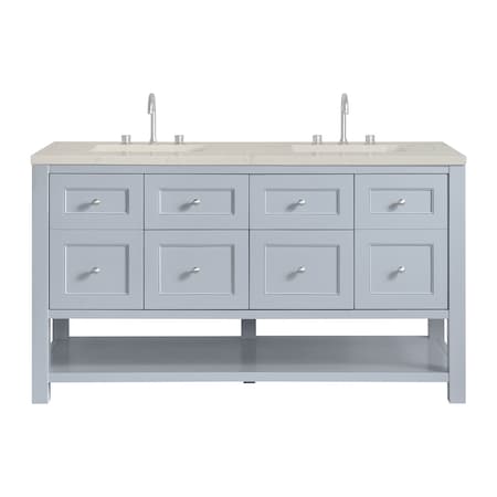 James Martin Vanities Breckenridge 60" Dbl Vanity, Serenity Blue, w/3 CM Siberian Silestone Top w/FreePower WirelessCharger 330-V60D-SRB-FSFR