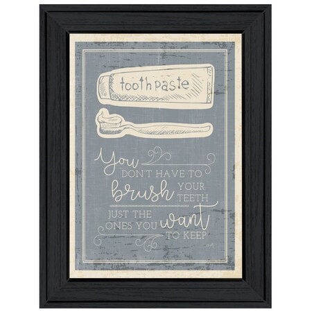 Homeroots Brush Teeth 3 Black Framed Print Wall Art 405419