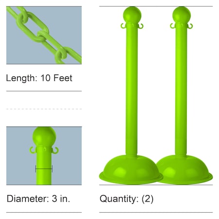 Mr. Chain Safety Green Heavy Duty Stanchion & Chain Kit (2-Pack) 71314-2