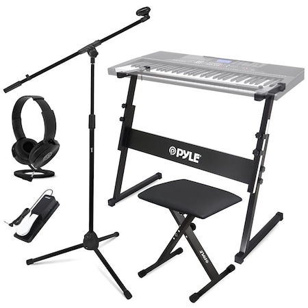 Pyle Heavy-Duty Electric Keyboard Accessories, E Piano Equipment Pack Includes Height Adjustable Z Shape PKST22SB
