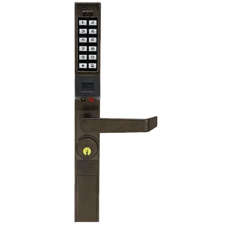 Alarm Lock Pushbutton Aluminum Door Trim, with Prox Reader, 2000 Users, 40,000 Event Audit Trail, Straight Lev PDL1300/10B1