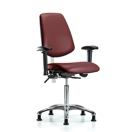 Blue Ridge Ergonomics Vinyl Clean Room Chair, Adjustable Arms BR-NCR-VMBCH-MB-CR-T1-A1-NF-RG-8815