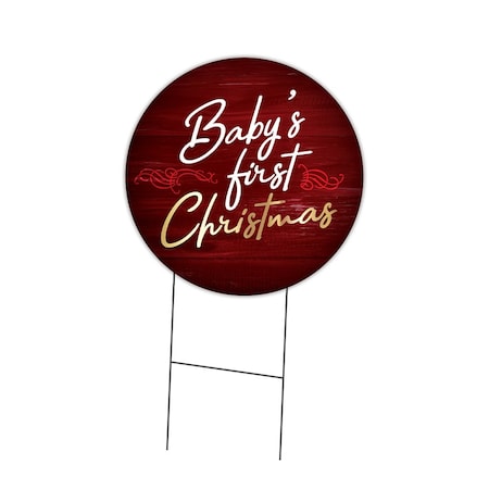Signmission Babys First Christmas Double Sided Corrugated Plastic Circle Yard Sign C-16-CIR-DS-WS- Babys first Christmas