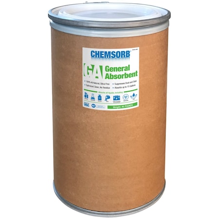 Chemsorb Granular Sorbent, Perlite, 15 gal Volume Absorbed per Pkg., 48 lb lb, Drum, J1 SP30GA-LB48D