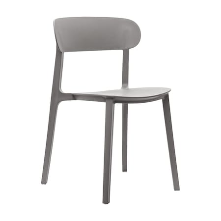 Flash Furniture Dover Indoor-Outdoor Stacking Patio Chair w/Curved Backrest, All-Weather Resin Chair in Gray DHF-340-APP-GRY-GG