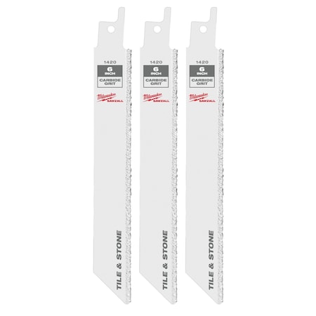 Milwaukee Tool 6" Carbide Grit SAWZALL Blade (3 Pk) 48-00-1420