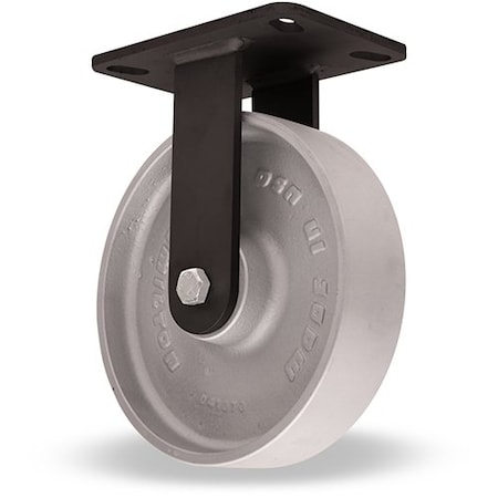 Hamilton Plate Caster, Rigid, Iron, 9 3/4"H R-HSK-8HMB
