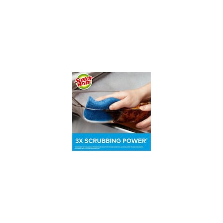 Scotch-Brite 526 Scrub Sponge, 4.4 in L, 2-1/2 in W, 0.8 in Thick, Cellulose, Blue, 6PK 5266