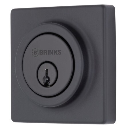 Brinks Mendocino Series Contemporary Square Single Cylinder Deadbolt Matte Black Finish E2402-122