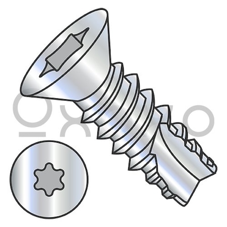 Oxoxo 6-20X1/2 6 Lobe Flat Thread Cutting Screw Type 25 Fully Threaded Zinc And Bake, 10000PK 519756