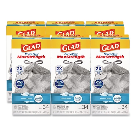 Glad 13 gal Trash Bags, 24 in x 28 in, Heavy-Duty, .9 Mil, White CLO 70320