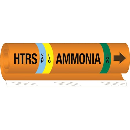Brady HTRS LIQVAP AMMONIA LOW Pipe Marker, 9in H x 8in W, Fits Pipes 1.5in Dia. Thru 2.375in Dia. 145785