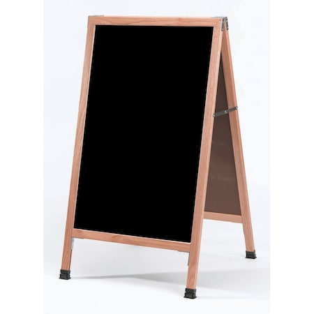 Aarco A-Frame Sidewalk Board, Black Porcelain Markerboard and Solid Red Oak Frame, 42''Hx24''W A-5SB
