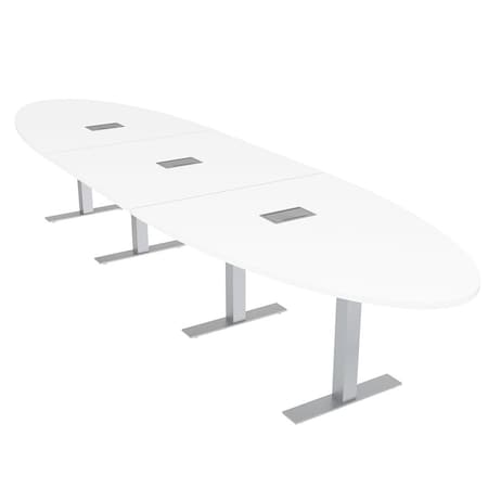 Skutchi Designs 16ft Oval Conference Table With Power | Harmony Series | 14 Person Meeting Room Table HAR-OVL-48X192-T-W960-ESIL