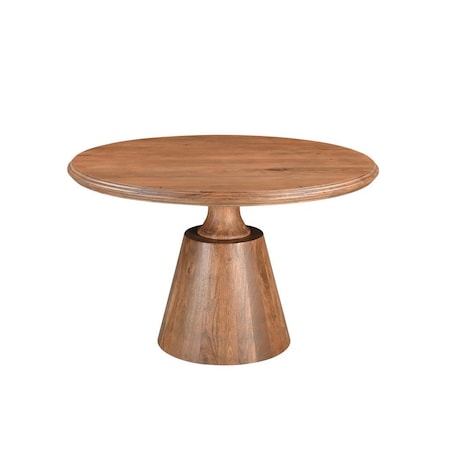 Homeroots 48" Natural Wood Pedestal Base Round Top Dining Table 565244