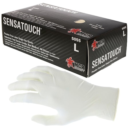 Mcr Safety Non-Sterile Disposable Gloves, Medium, Latex, Natural White, 9-1/2 in L, Non-Powdered, Smooth 5055M