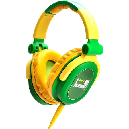 Idance Full-range headphones designed for DJs w/Swivel cup & neodymium magnet & removable cord GREEN & YEL FDJ300