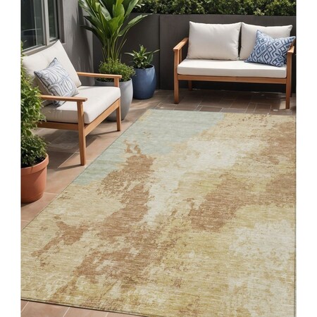 Homeroots 5' X 8' Coral And Ivory Abstract Washable Indoor Outdoor Area Rug 616317