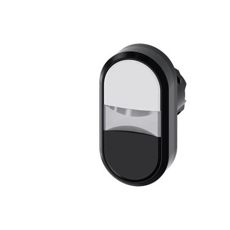 Siemens Twin pushbutton, 22 mm, round, plastic, white, black, pushbuttons, flat 3SU1000-3AB61-0AA0