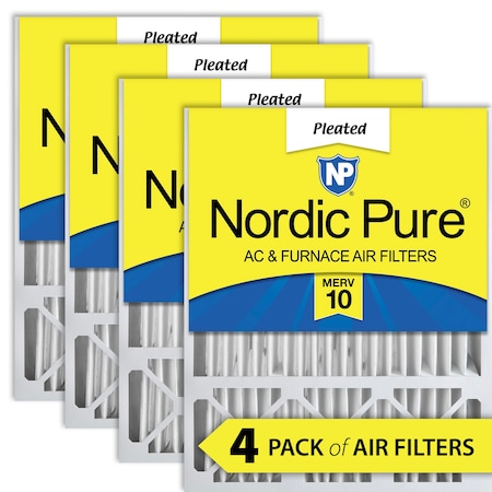 Nordic Pure 16x25x5 Pleated Air Filter, High Capacity, Electrostatically Charged Synthetic Media, MERV 10, 4 PK 16x25x5HM10-4