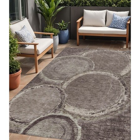 Homeroots 5' X 8' Chocolate And Beige Faux Bois Washable Indoor Outdoor Area Rug 613134