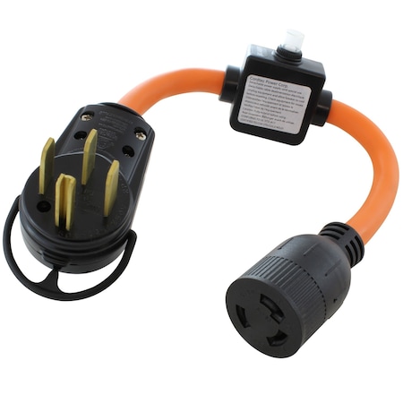 Ac Works 14-50P to L6-30R Adapter, 1.5 ft, 30A Breaker-Protected, Heavy-Duty STW S1450ICBL630