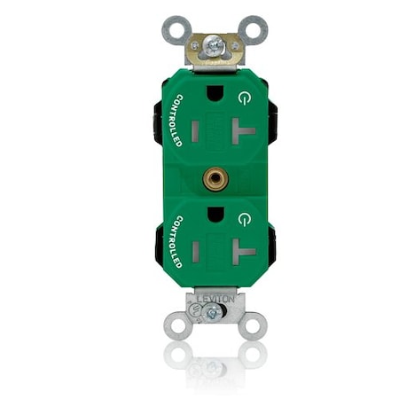 Leviton PlugsandReceptacles, 20A, 125VAC, Grn, Nylon MT563-2SN