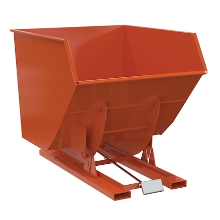 Vestil Steel Heavy Duty Self Dumping Hopper 3-1/2 Cubic Yard 6000 Lb. Capacity Orange D-350-HD-ORG-C