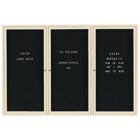 Aarco Outdoor Enclosed Directory w/ Al Frame, Powder Coated Ivory, Letter Panel is Black Vinyl, 48''Hx72''W OADC4872-3IV