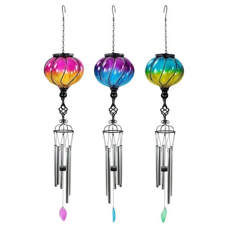 Alpine Alpine Assorted Glass/Metal 31 in. Solar Glass Balloon Wind Chime LJJ1943A