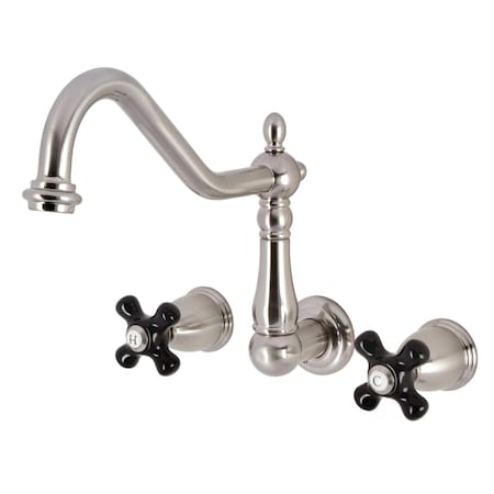 Kingston Brass Two-Handle Wall Mount Tub Faucet, Brushed Nickel KS1028PKX