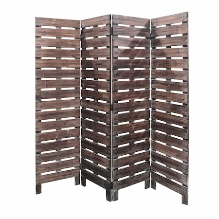 Homeroots 72" Brown Folding Four Panel Screen Room Divider 379903