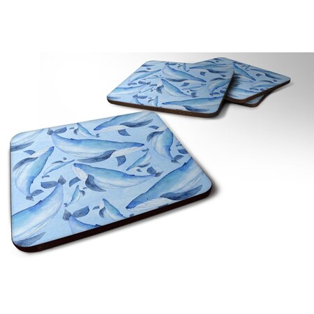 Carolines Treasures Watercolor Nautical Whales Foam Coaster, Set of 4 BB7575FC