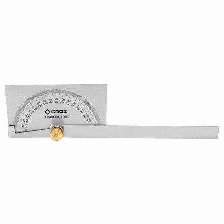 Groz Protractor, Rectangle Head Degree, 6" 01224