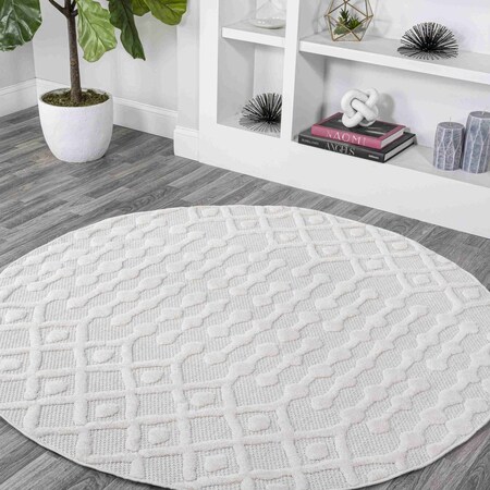 Jonathan Y Peralta Moroccan Diamond Ivory 5 ft Round Indoor/Outdoor Area Rug IBZ103D-5R