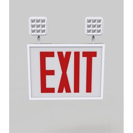 Keystone Exit Combo | Steel | Chicago Compliant | Style 1 | White Color | Single Facing | Red Lettering | 650 KT-EC-STCH1-WH1RW-SU-HO