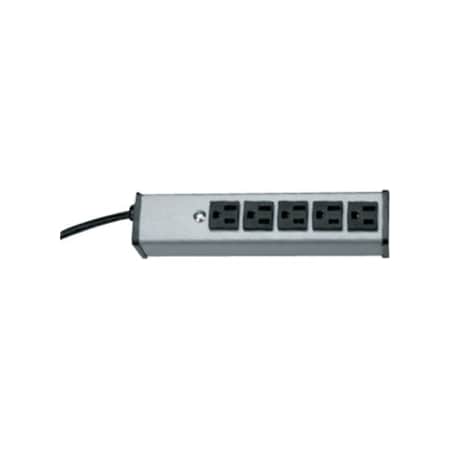 Wiremold Power Strip, SJT, 5-15P, 15 ft., Gray UL100BD